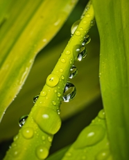 雨后绿叶雨滴局部摄影图片