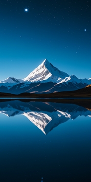 冬季静谧雪山湖泊山水风景图片