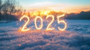 2025年雪地数字烟花摄影图片