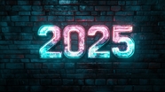 砖墙2025荧光数字设计图片