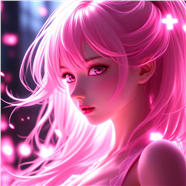 粉色发光动漫少女插画设计图片