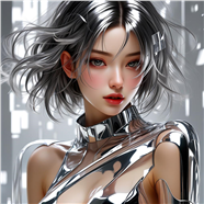 未来主义金属质感机器人美女图片