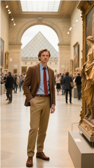 欧洲博物馆西装革履帅哥图片