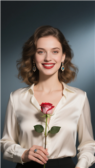 欧美中长微卷发知性美女写真图片