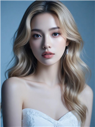 金色长卷发亚洲美女肖像写真图片