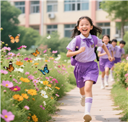 放学校园内奔跑的学生图片