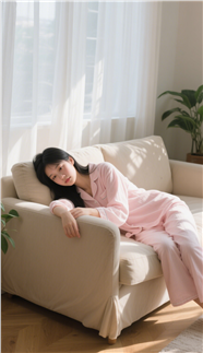 室内慵懒风家居美女生活摄影图片