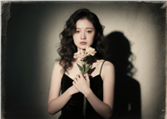 光影艺术手捧花性感女人摄影图片