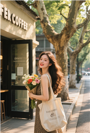 夏日街头文艺风女孩写真摄影图片