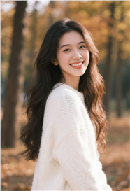秋季氛围感白色羊毛衣美女写真图片