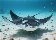 蓝色深海蝠鲼摄影图片