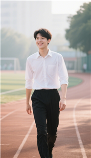 校园白色衬衫帅哥写真图片