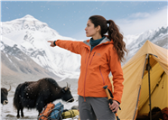 冬季攀登雪山的欧美美女图片