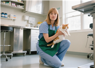 抱着猫咪的宠物医生美女图片