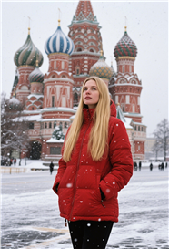 冬季俄罗斯美女户外写真摄影图片