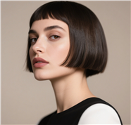 欧美时尚齐刘海直短发发型图片