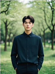 绿色森系风格帅哥写真摄影图片