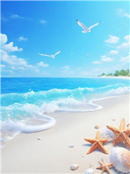 唯美蓝色天空大海风光摄影图片