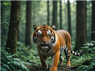 栖息在绿色森林里的老虎图片