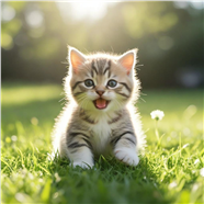 春日草地萌宠猫咪摄影图片