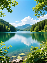 夏季青山绿水自然山水摄影图片