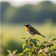 站在枝叶上的小鸟摄影图片