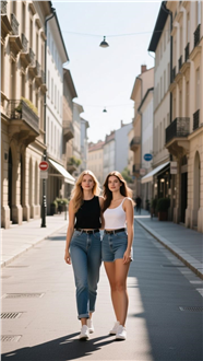 欧美闺蜜时尚街拍写真摄影图片