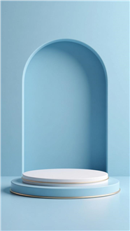 蓝色极简风格3D圆形展台图片