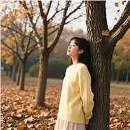 秋日树林氛围感少女美女写真图片