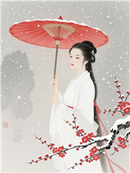 水墨晕染古风美女绘画作品图片