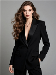 欧美黑色商务西装美女图片