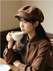 复古文艺风喝咖啡美女图片