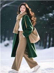 冬季雪地时尚穿搭美女写真图片