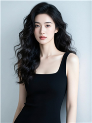 优雅知性长卷发性感美女图片