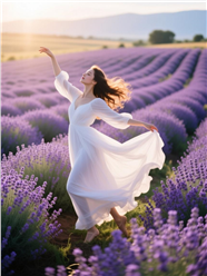 薰衣草花田跳舞美女图片