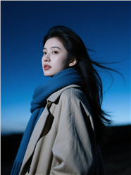 穿着风衣戴着围巾的美女图片
