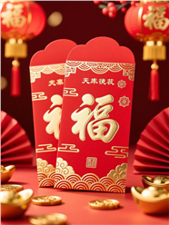 烫金新年红包摄影图片