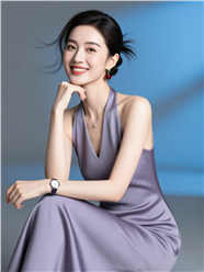 优雅气质紫灰色瘦身长裙美女写真图片