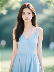 清新脱俗蓝色连衣裙美女写真图片