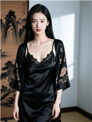 黑色蕾丝睡衣御姐风美女写真图片