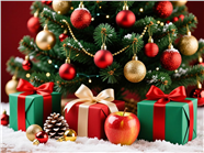 圣诞礼物圣诞球装饰的圣诞树图片