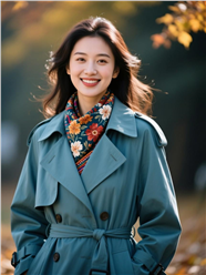 藏青色风衣美女写真摄影图片