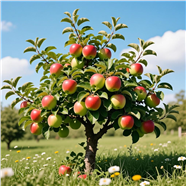 蓝色天空绿色草地苹果树苹果图片