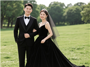 俊男美女黑色系婚纱照图片