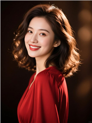 齐肩飘逸微卷发美女摄影图片