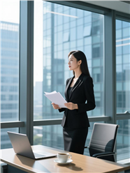 穿着黑色商务套装裙的美女图片