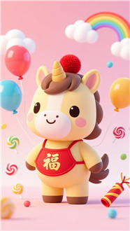 卡通风格马年插画图片