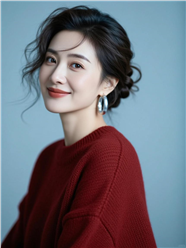 宽松酒红色毛衣美女写真图片