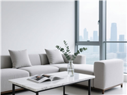 浅灰色亚麻布艺沙发图片