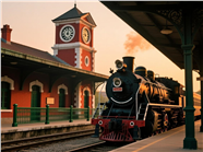 民国风格火车站钟楼老火车图片